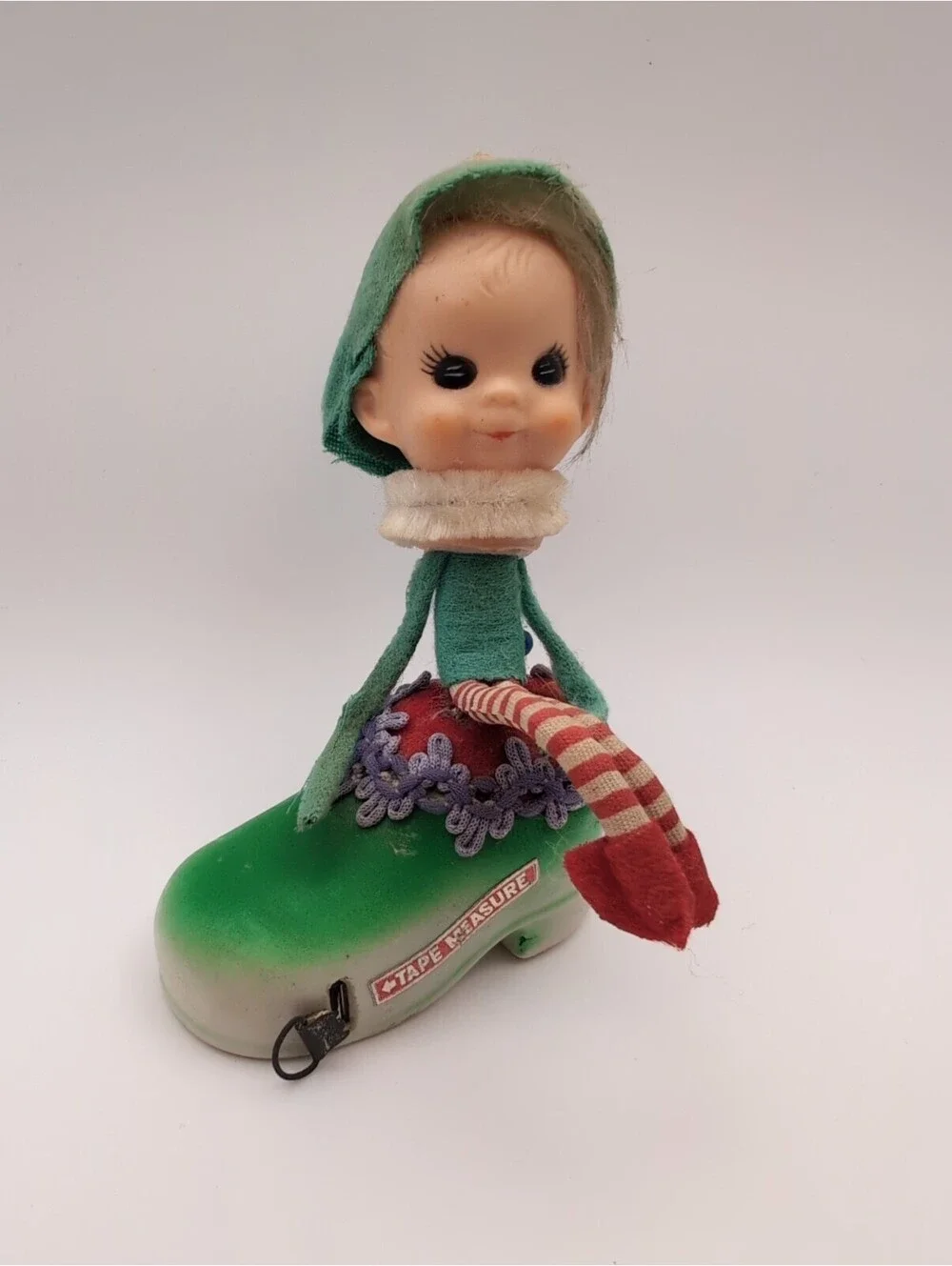 Vintage Pixie Elf Doll Tape Measure / Pincushion Japan 4